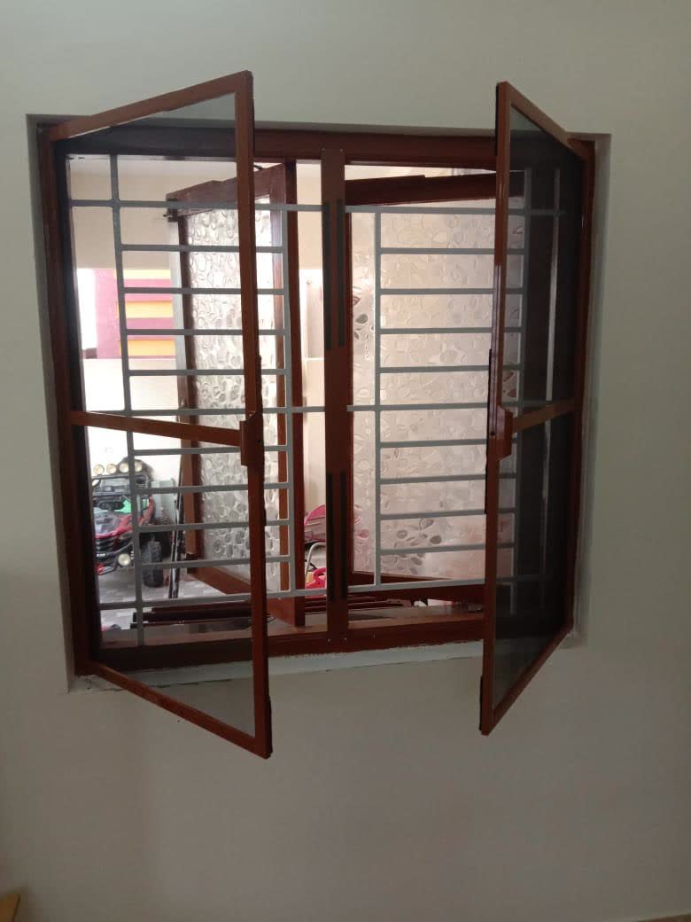 Openable window nets, both shutters swung open